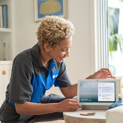 OnTech installer setting up a Google Nest Hub 